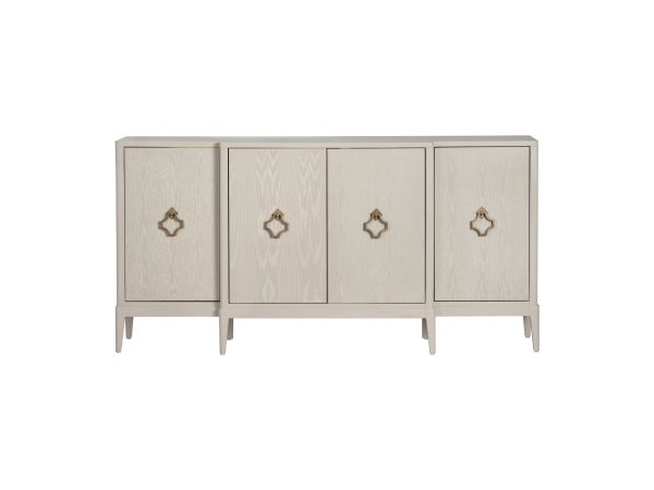 Crestview 75.5 In. Beige Solid Wood 4 Door Media Credenza Sideboard