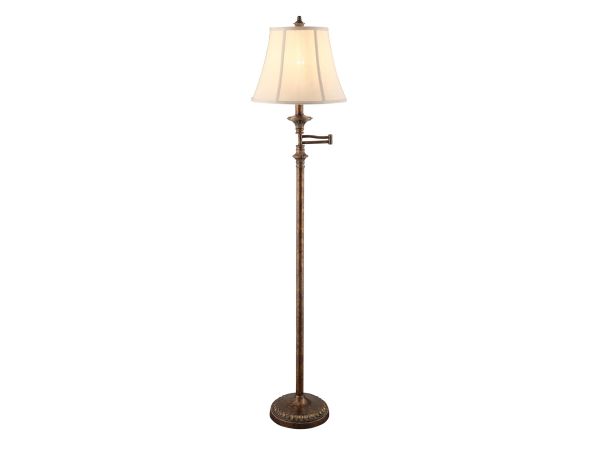 Crestview Metal, Floor Lamp With Swing Arm And Bell Shade