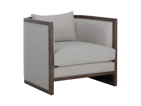 Sunpan Chloe Lounge Chair in Distressed Brown - Linoso Light Grey