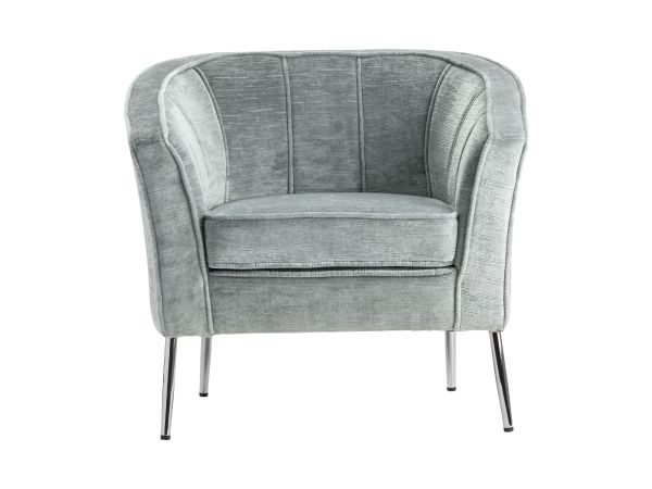Crestview Upholstered Accent Arm Chair With Silver Iron Frame Blueish Green