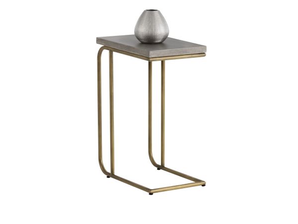 Sunpan Lucius End Table in Antique Brass