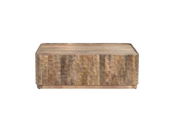 Crestview Solid Wood Rectangle Coffee Table Cocktail Table Natural Brown Wood Grain