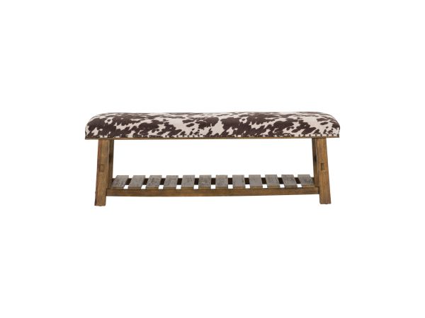 Crestview 53.25 In. Brown Upholstered Accent Bench With Brown Solid Wood Frame