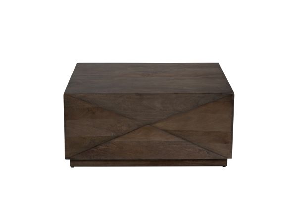 Crestview Solid Wood Square Coffee Table Cocktail Table Natural Dark Brown Wood Grain