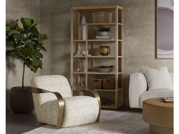 Sunpan Arlo Ottoman in Milliken Cognac