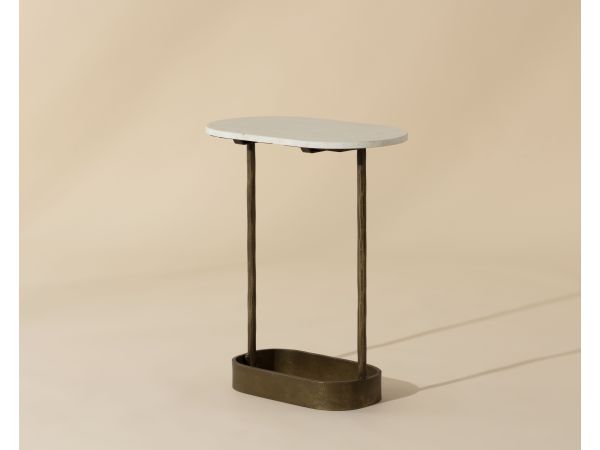 Sunpan Eden End Table in White Marble