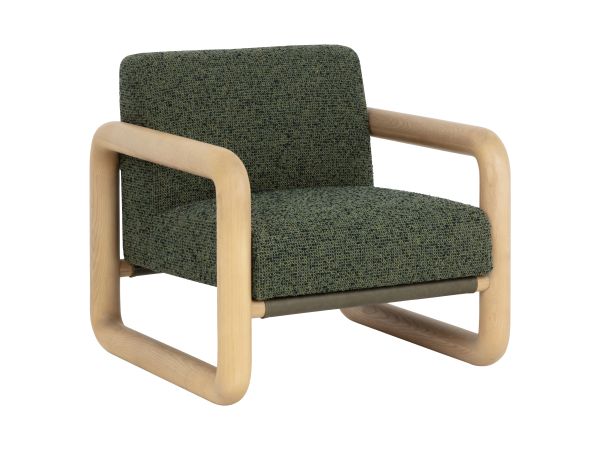 Sunpan Nubo Lounge Chair in Noah Meadow / Ludlow Dark Olive Leather