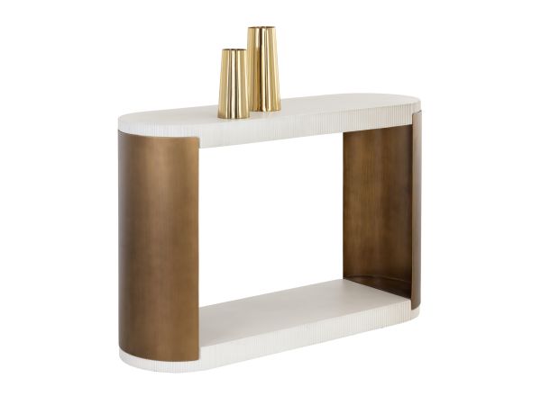 Sunpan Outdoor Cavette Console Table in White