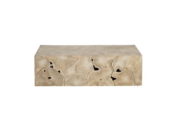 Crestview Solid Wood Rectangle Coffee Table Cocktail Table Bleached Tan Natural Wood Grain