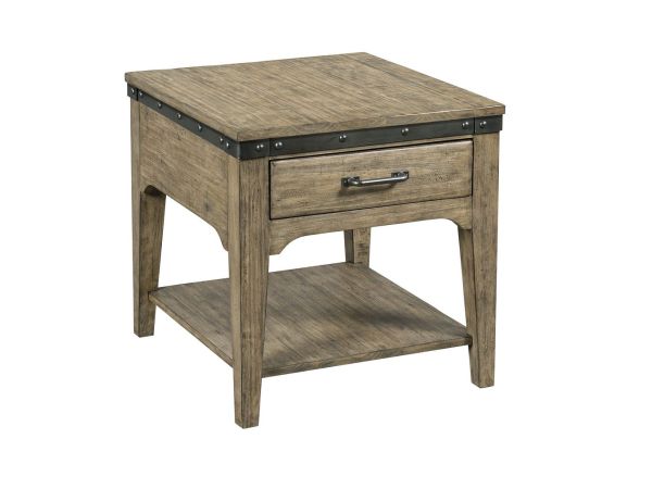 Kincaid Furniture Plank Road Artisans Rectangular Drawer End Table in Sandstone