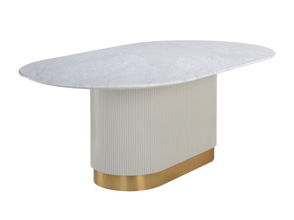 Sunpan Paloma Dining Table (Oval) 84" in White Marble