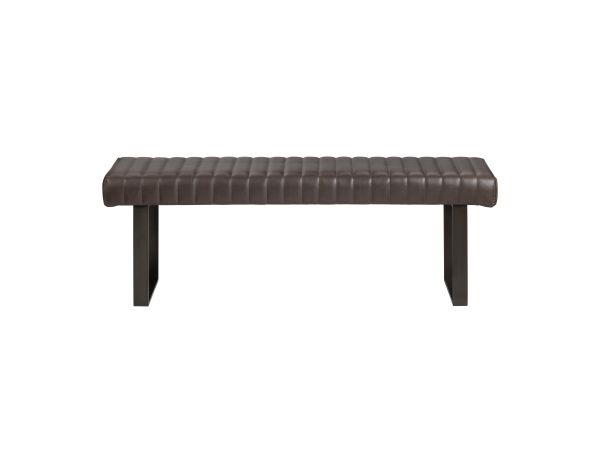 Crestview 52 In. Brown Upholstered Accent Bench With Black Iron Frame