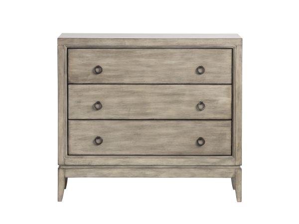 Crestview Solid Wood 3 Drawer Accent Chest Creamy Beige Stained With Gray Undertones