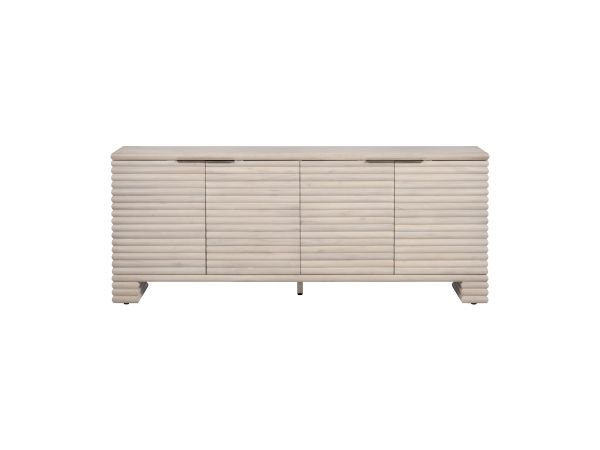 Crestview 80.12 In. Cream Solid Wood 4 Door Media Credenza Sideboard
