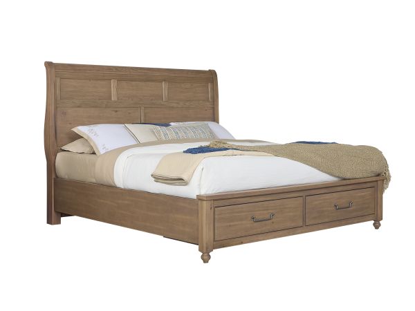 Vaughan Bassett Vista Queen Sleigh Storage Bed in Natural Oak 