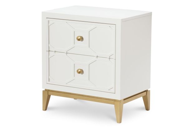 Legacy Classic Chelsea By Rr Night Stand W/Decorative Lattice in White with Gold Accents