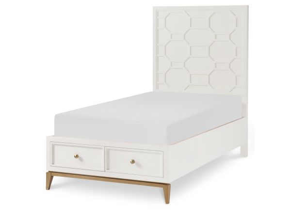 Legacy Classic Chelsea By Rr Panel Bed W/ Storage Footboard in White with Gold Accents