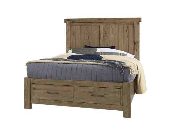 Vaughan Bassett Yellowstone Queen American Dovetail Storage Bed in Chestnut Natural 