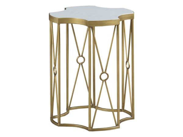 Fairfield Chair East Camden Drink Table in Carrara/Antique Brass