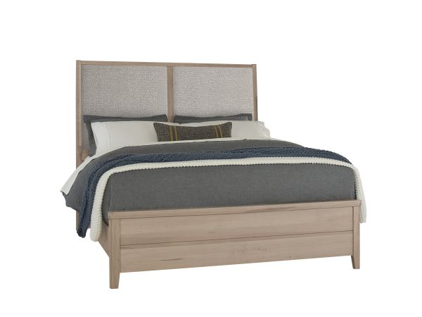 Vaughan Bassett Woodbridge Queen Upholstered Bed (Grey) in Clear Maple 