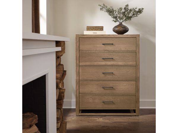 Vaughan Bassett Lodge & Loft Chest - 5 Drawer in Blond Oak 