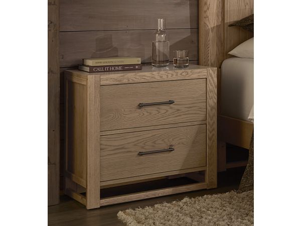 Vaughan Bassett Lodge & Loft Nightstand - 2 Drawer in Blond Oak 