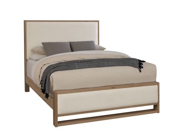 Vaughan Bassett Lodge & Loft Queen Uph Bed  ( Ivory Cream) in Blond Oak