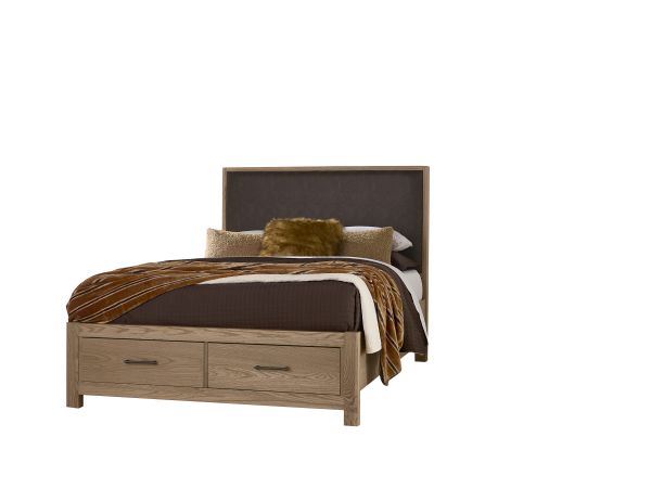 Vaughan Bassett Lodge & Loft Queen Uph Storage Bed  ( Sedona Brown) in Blond Oak
