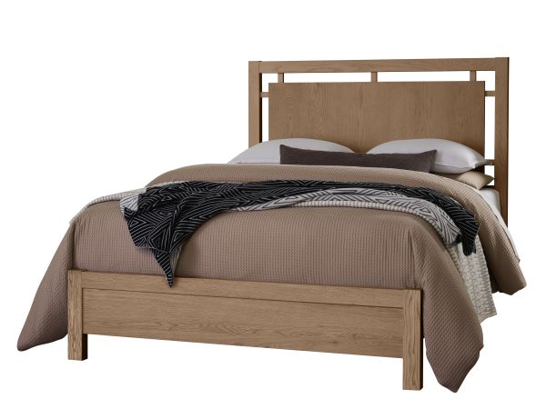Vaughan Bassett Lodge & Loft Queen Floating Panel Bed in Blond Oak 
