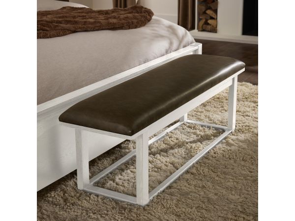 Vaughan Bassett Lodge & Loft Uph Bench (Sedona Brown) in Soft White