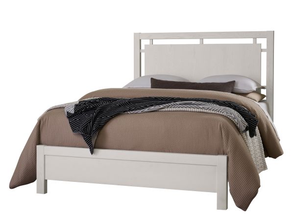 Vaughan Bassett Lodge & Loft Queen Floating Panel Bed in Soft White 