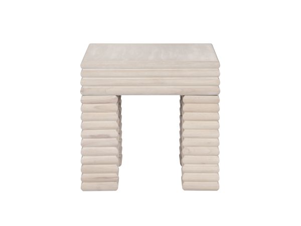 Crestview Square Solid Wood Accent End Table Cream Bleached Natural Wood Grain