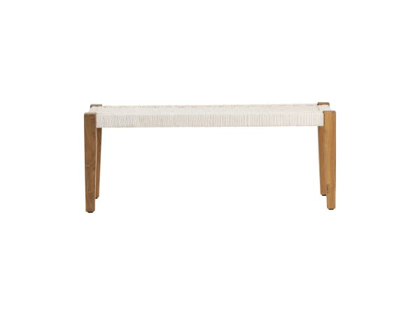 Crestview 46 In. Cream Upholstered Accent Bench With Brown Solid Wood Frame