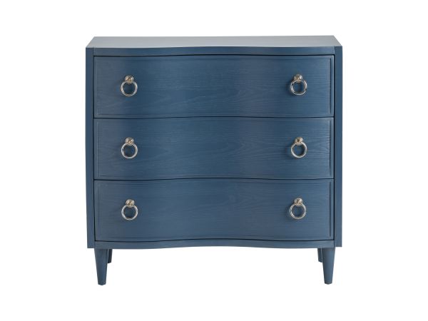 Crestview Solid Wood Curved 3 Drawer Accent Chest Vibrant Blue