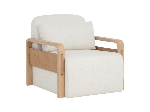 Sunpan Otso Swivel Lounge Chair in Geralt Linen / Nubuck Tan Leather