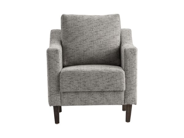 Crestview Upholstered Accent Arm Chair With Solid Wood Frame Gray Fabric With Black Woven In And Dark Brown Distressed Legs