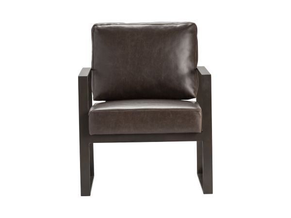 Crestview Upholstered Accent Arm Chair With Black Iron Frame Brown