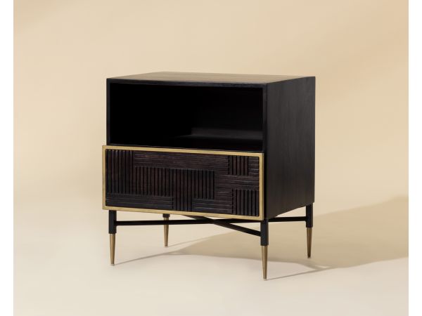 Sunpan Markwood Nightstand in Brass - Dark Brown