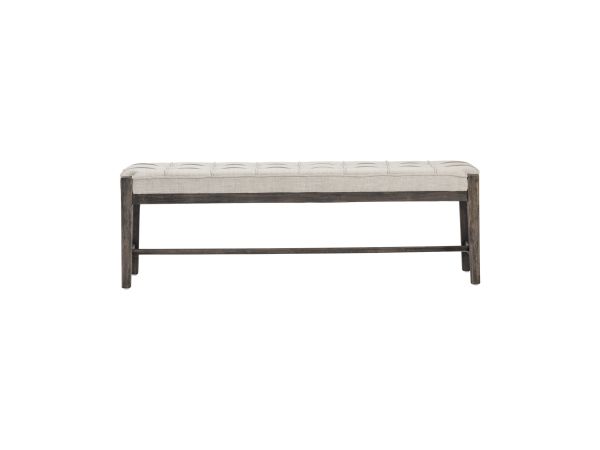 Crestview 56 In. Beige Upholstered Accent Bench With Brown Solid Wood Frame