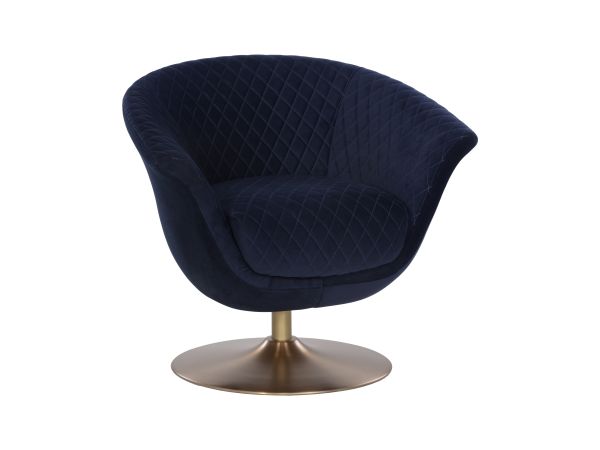 Sunpan Carine Swivel Lounge Chair in Quilted Abbington Navy