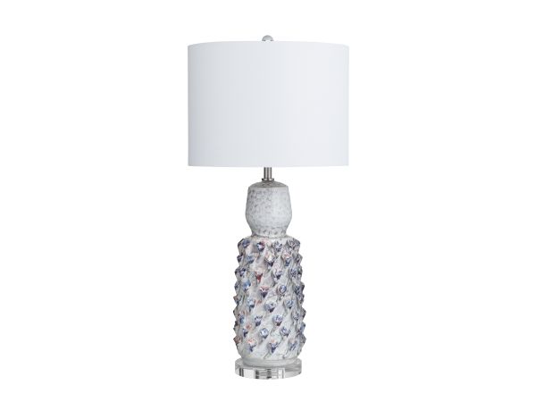 Crestview Set Of 2 Textured Ceramic Lamps With Drum Shades