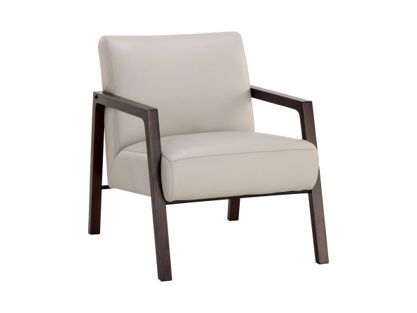 Sunpan Neymar Lounge Chair in Linea Light Grey Leather