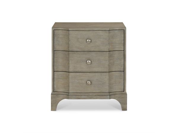 Bernhardt Furniture Albion Three Drawer Nightstand in Pewter