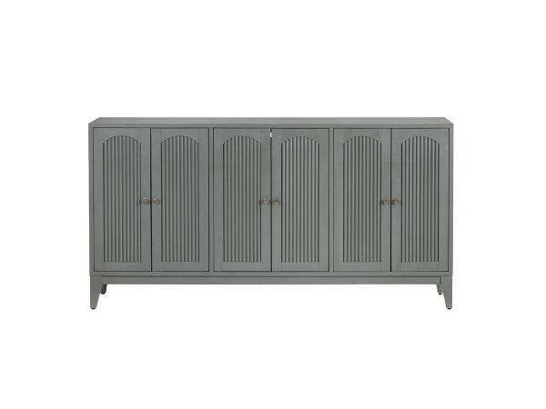 Crestview 73.5 In. Green Solid Wood 6 Door Media Credenza Sideboard