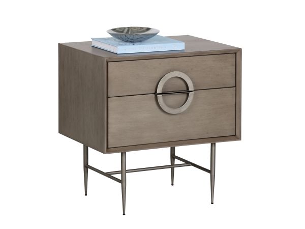 Sunpan Emery Nightstand in Antique Silver - Ash Grey