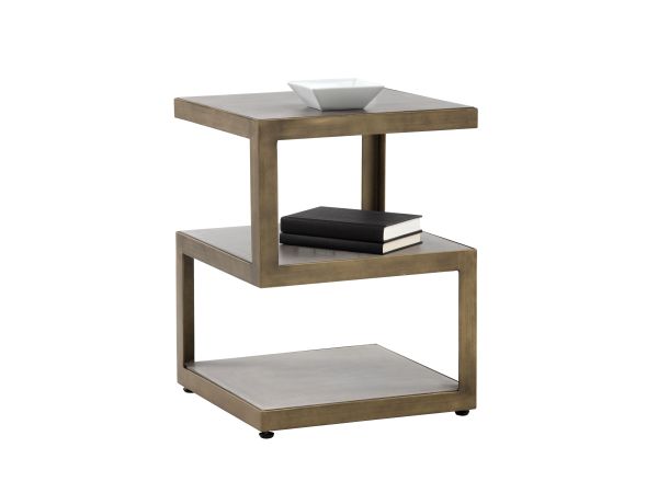 Sunpan Rubix End Table in Antique Brass