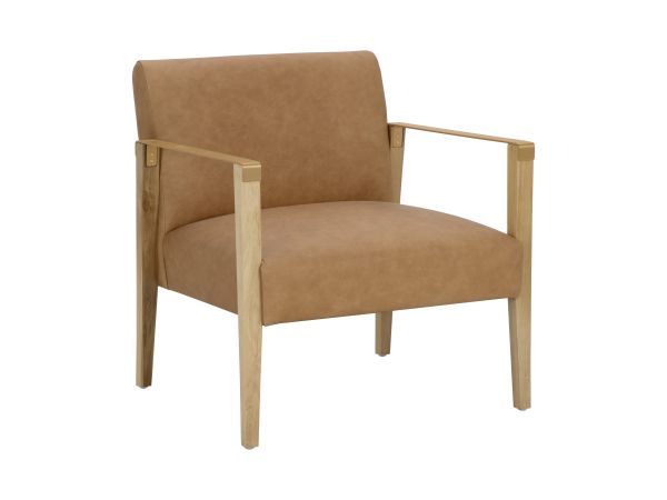 Sunpan Earl Lounge Chair in Rustic Oak - Ludlow Sesame Leather