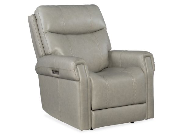 Hooker Furniture Carroll Power Recliner with Power Headrest & Lumbar in Light Gray
