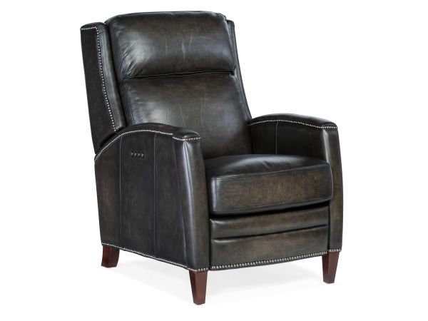 Hooker Furniture Declan Power Recliner with Power Headrest in Dark Wood