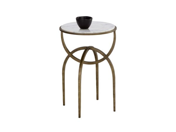 Sunpan Alicent End Table in White Marble